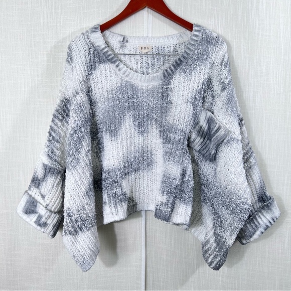 POL Oversized Chunky Knit Grey White Slouch Sweater Size L - Picture 1 of 13
